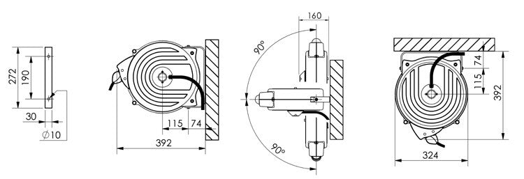 Slanghaspel HD, gesloten stalen huis, 10x14mm, 12m PU