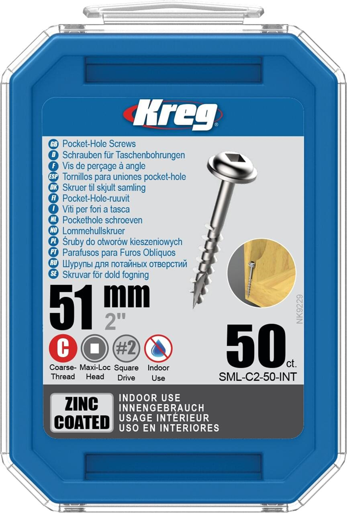 Kreg PH schroeven 51 mm verzinkt Maxi-Loc grof schroefdraad 50 stuks