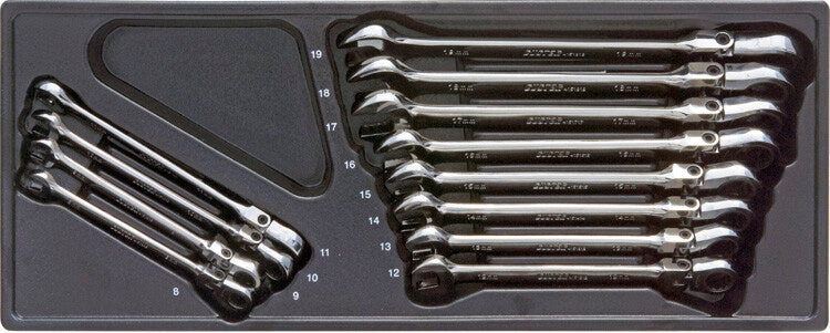 Steekringratelsleutelset, flex, 12-delig, M-module