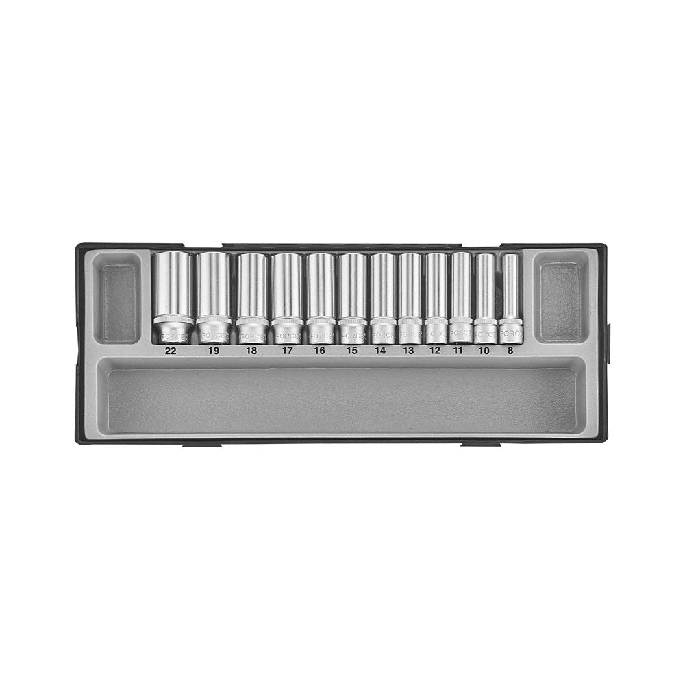 3/8" Doppenset lang 6-kant 12 delig