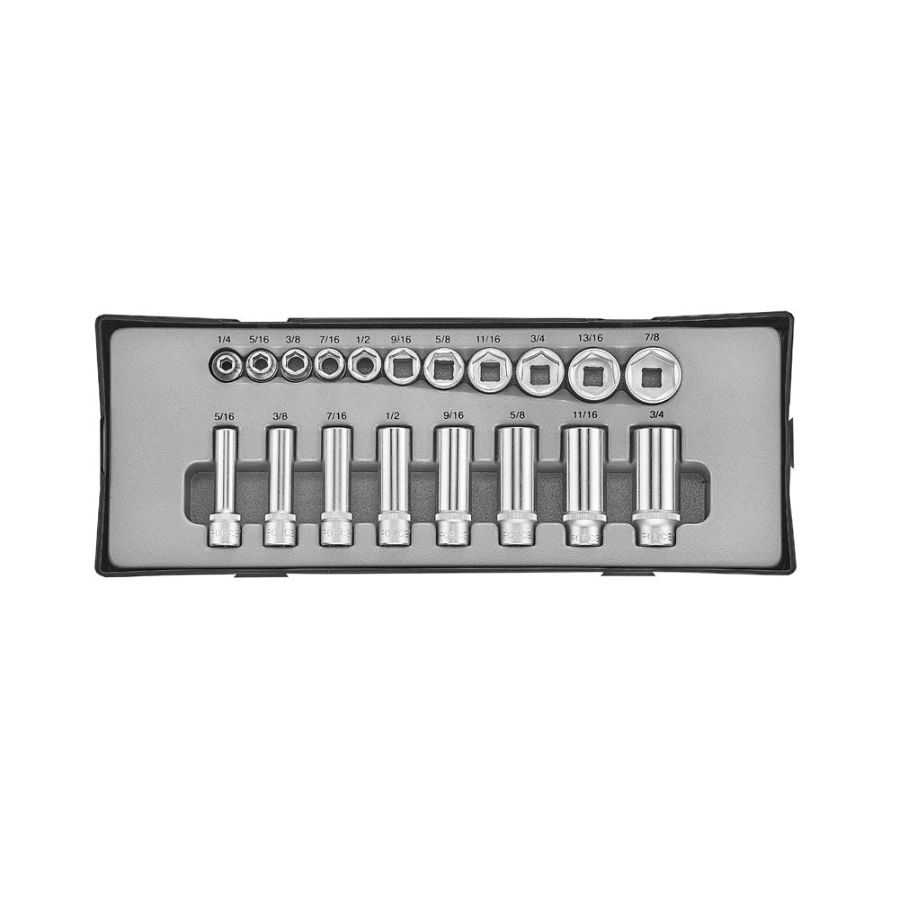 3/8" Flank socket set SAE 19pc