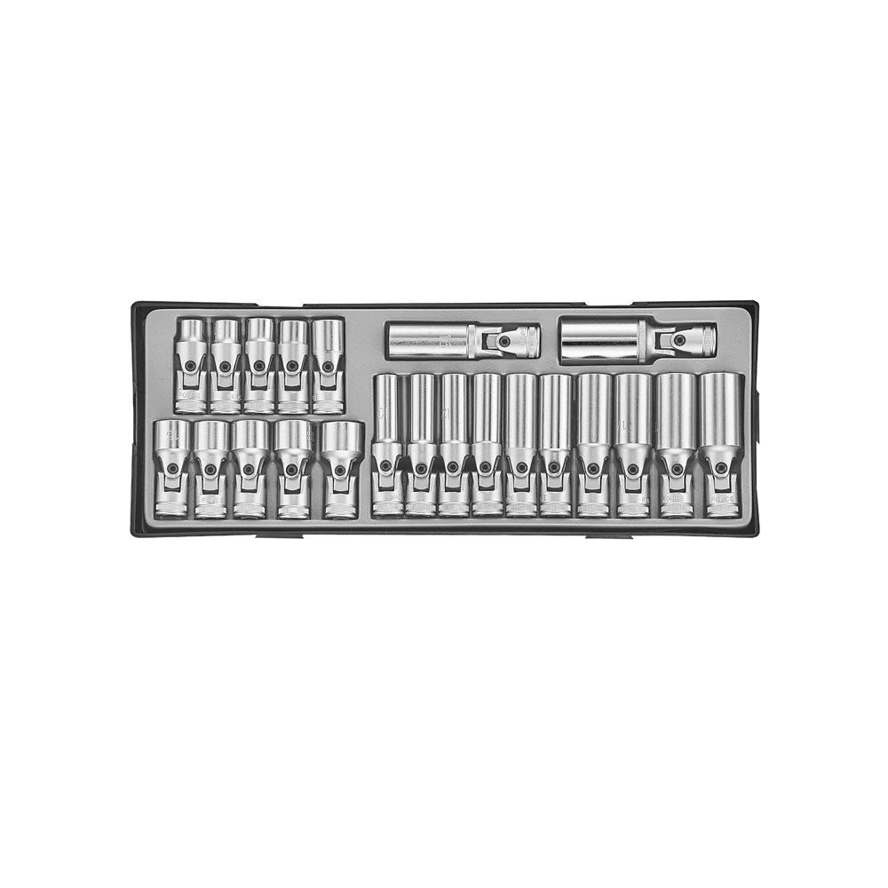 3/8" Doppenset met kniegewricht 22 delig