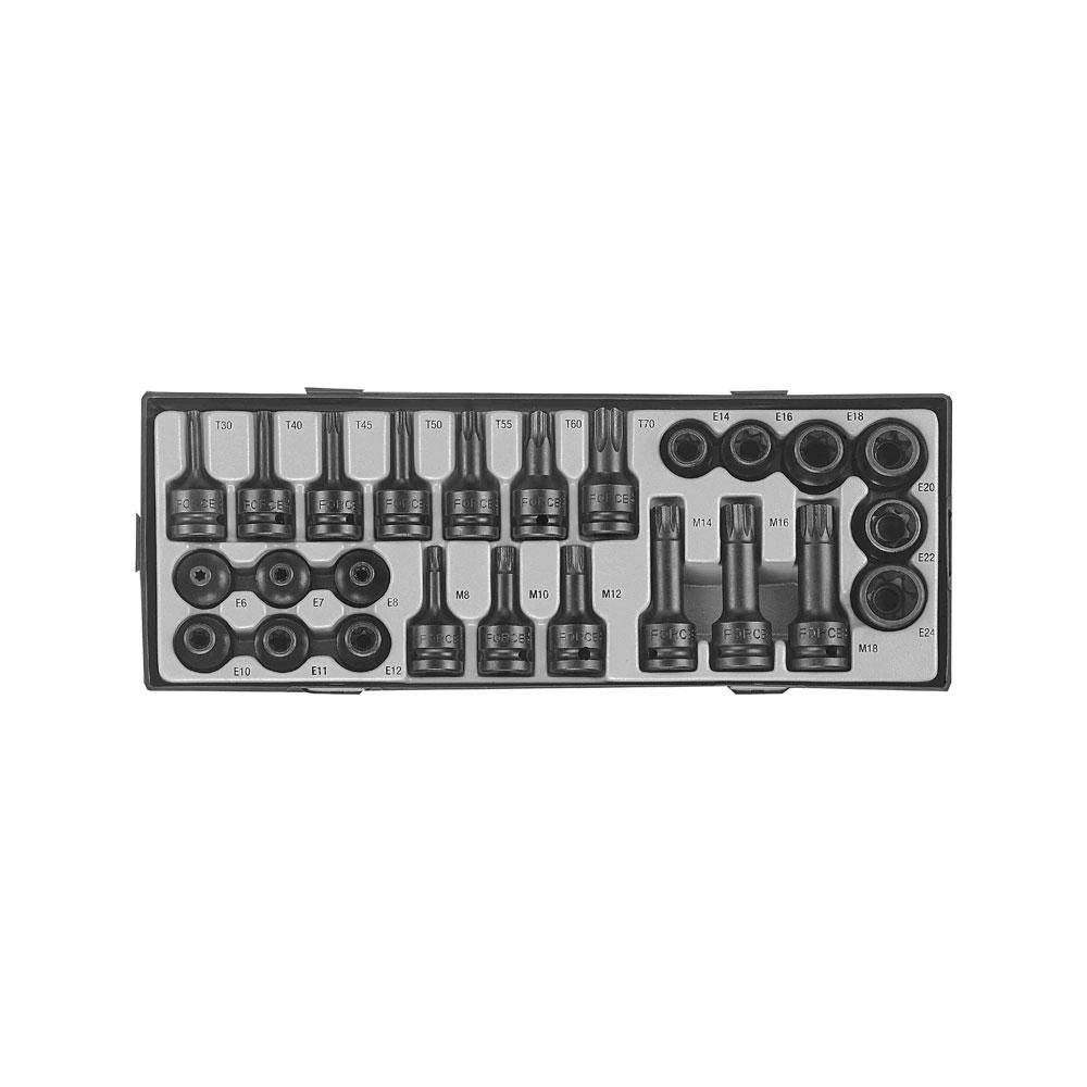 1/2" 25-delige Impact torx-dopsleutelset & torx- en multi-tanddopsleutelbitset