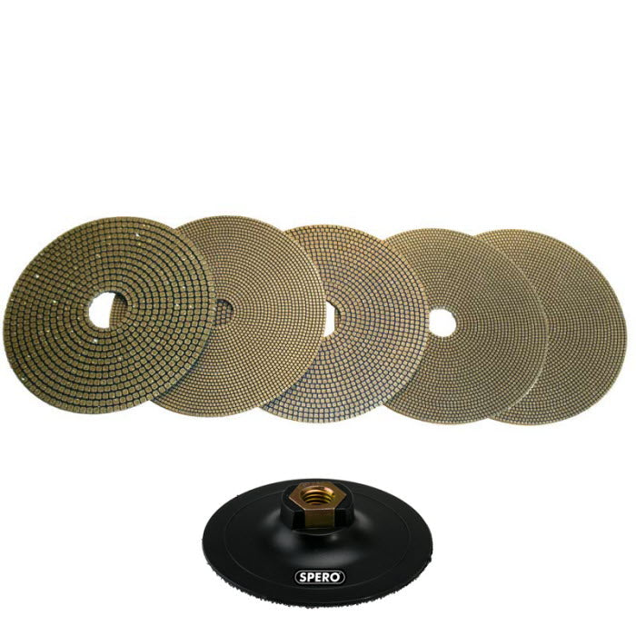 125mm Complete set Anhydriet & Egaline schuurpads 5 stuks Inc. 2mm Foam Padhouder
