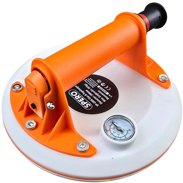 200mm Glas & Tegel VacuÃ¼m Pompzuiger PRO WIT Rubber - Drukmeter - Max: 56Kg VP200G