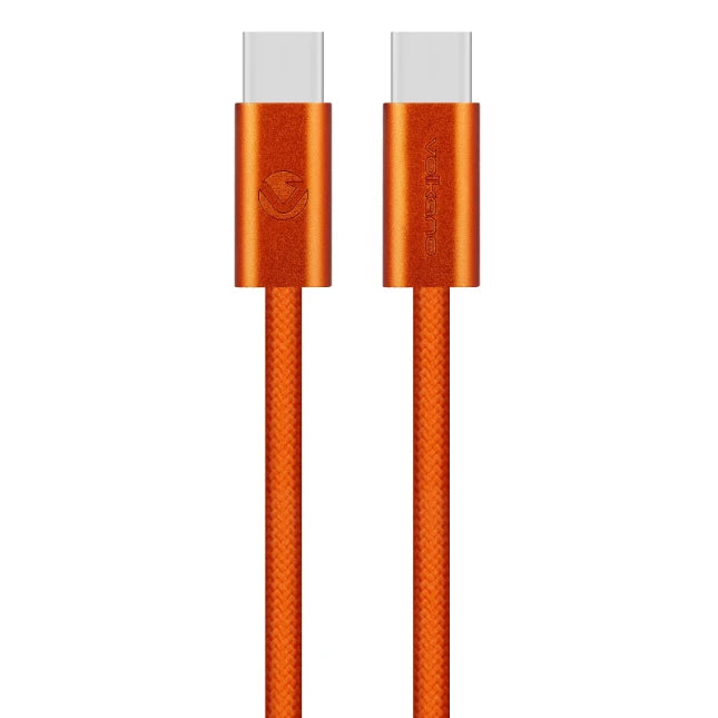 Volkano Weave Oplaadkabel – USB-C → USB-C – 1.2 m – Oranje
