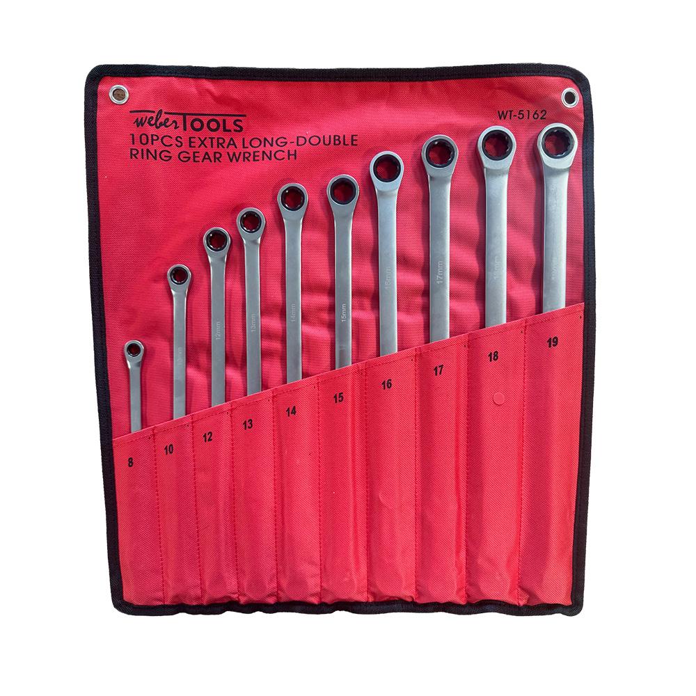 Ring- Ratelsleutel set Extra Lang 8–19mm 10-delig