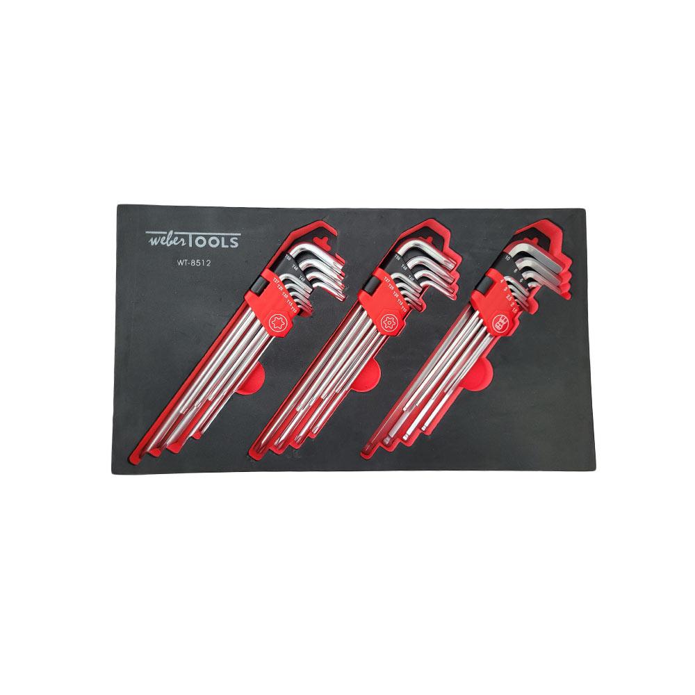 Haakse Torx, Torx-H & Inbus Sleutelset (Extra Lang) 27-delig