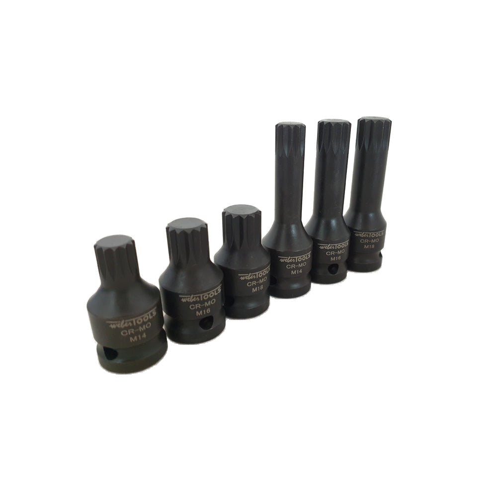 1/2" Krachtdoppenset Spline 6 delig