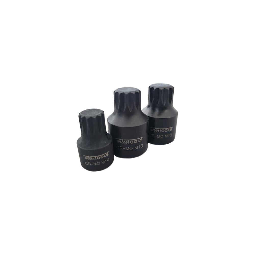 Stubby Spline Bit Kracht Doppenset Spline 9-delig
