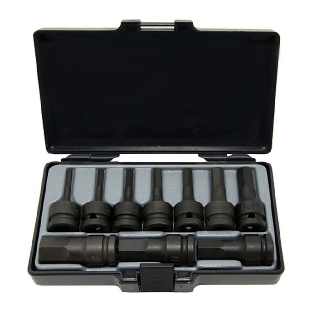 10pc 1/2" Hex impact socket bit set (SAE)
