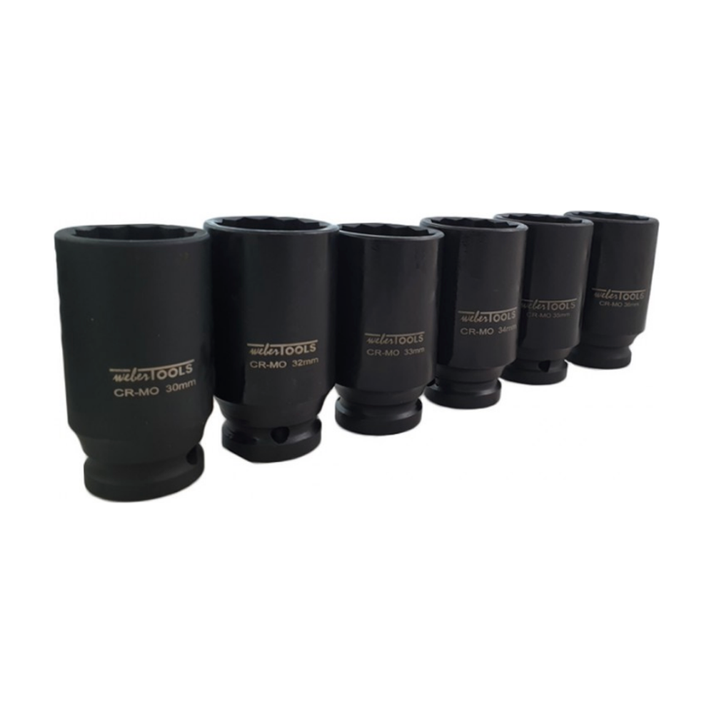 1/2'' Krachtdoppen set lang 12-kant / 6-delig