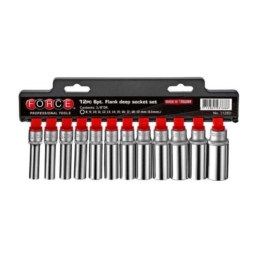 12pc 3/8"DR. 6pt. Flank deep socket set