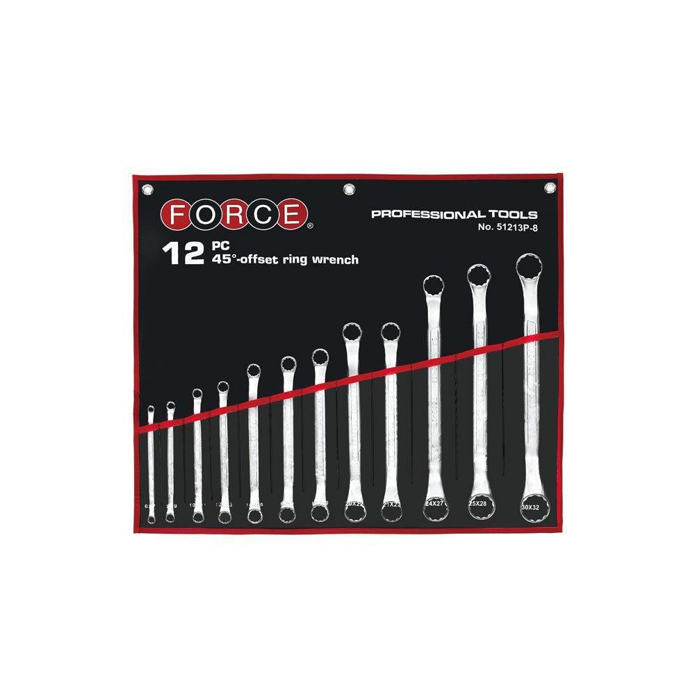 12pc 45° offset ring wrench set (in pouch bag)