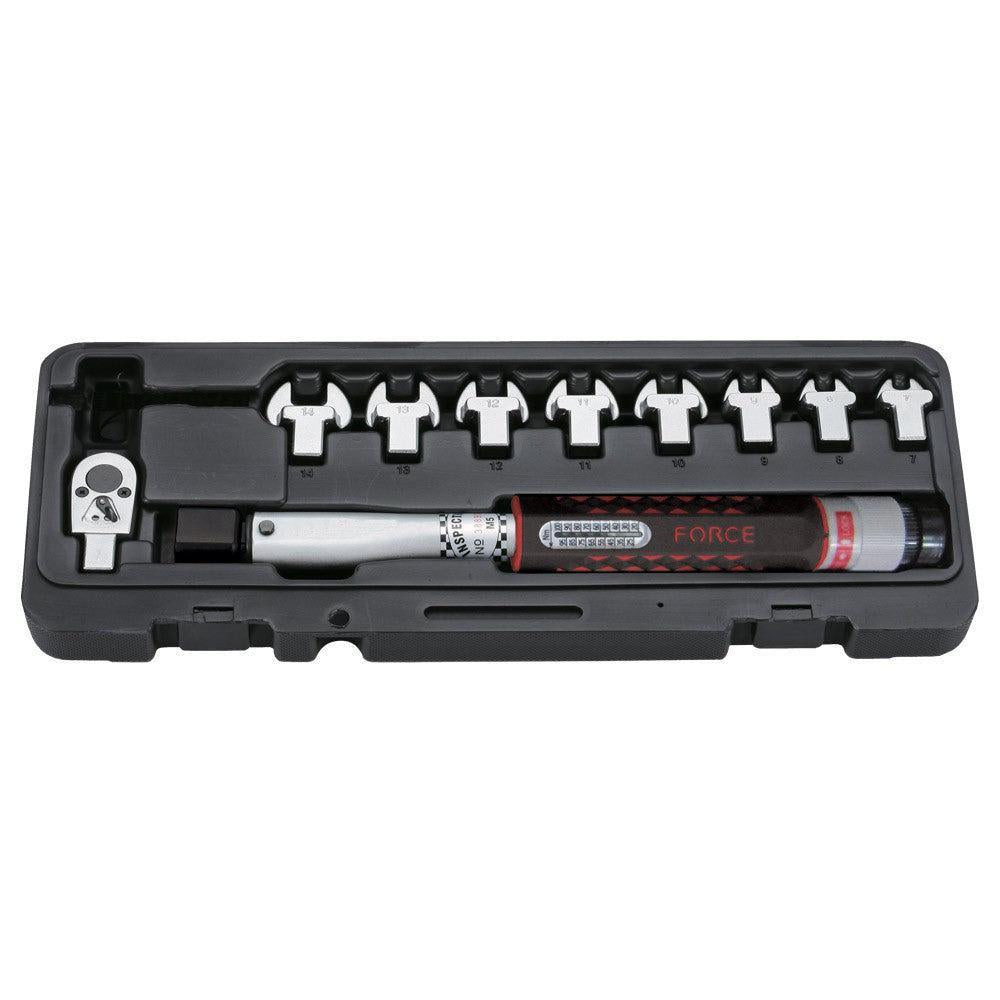 13pc Head-interchageable torque wrench & spanner set