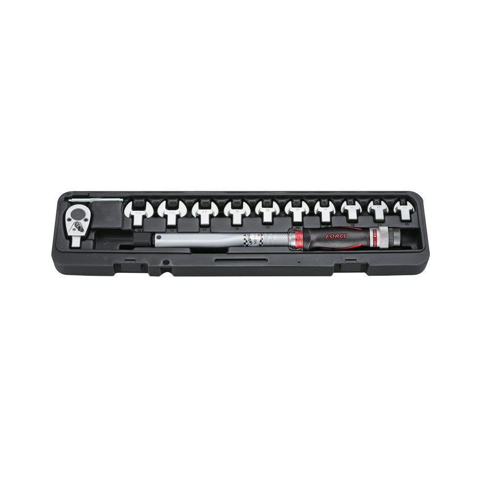 13pc Head-interchageable torque wrench & spanner set