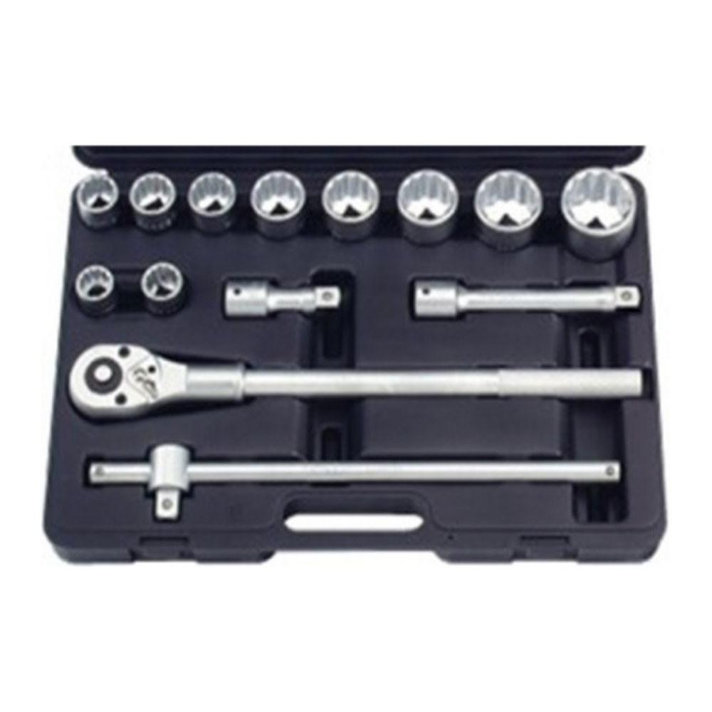14pc 3/4" 12pt. Flank socket set (MM) - blow mold case