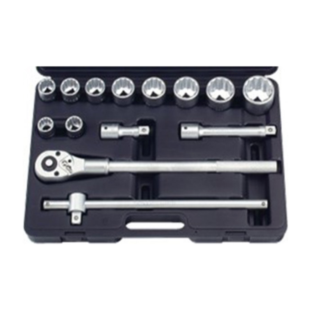 14pc 3/4" 12pt. Flank socket set (MM) - blow mold case