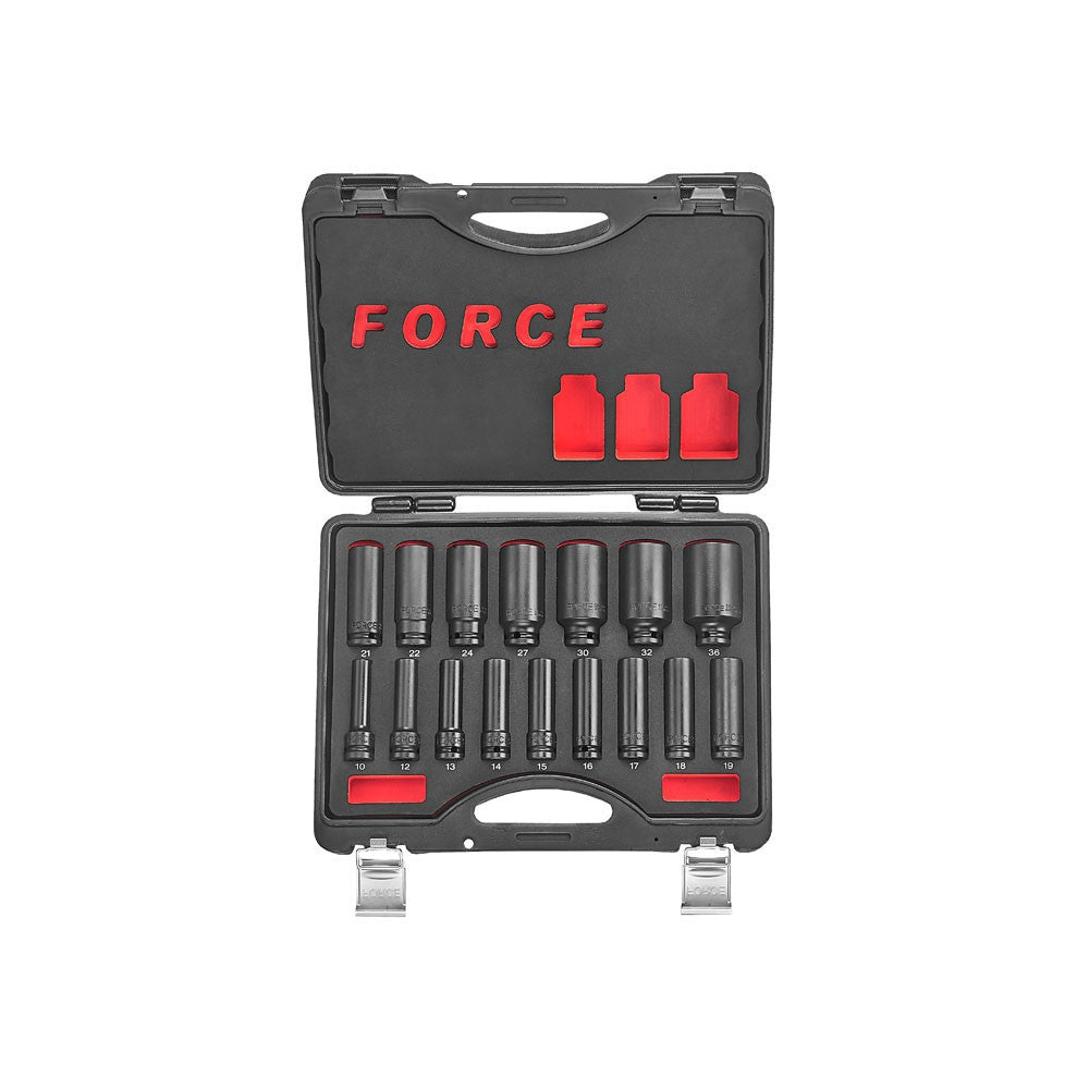 16pc 1/2"DR. 6pt. Flank deep impact socket