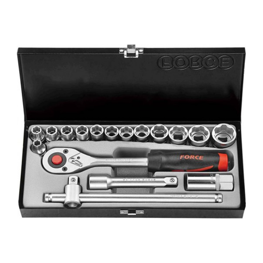 17pc 1/2" Surface drive socket set (SAE)