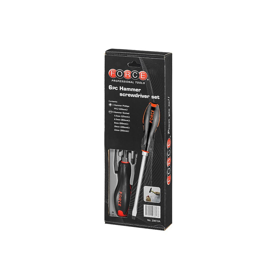 6-Piece Screwdriver Set with Impact Head Flat &amp; Phillips