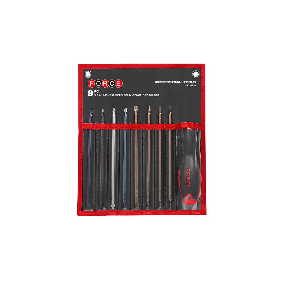 9pc 1/4" Double-sized bit & spinner handle set