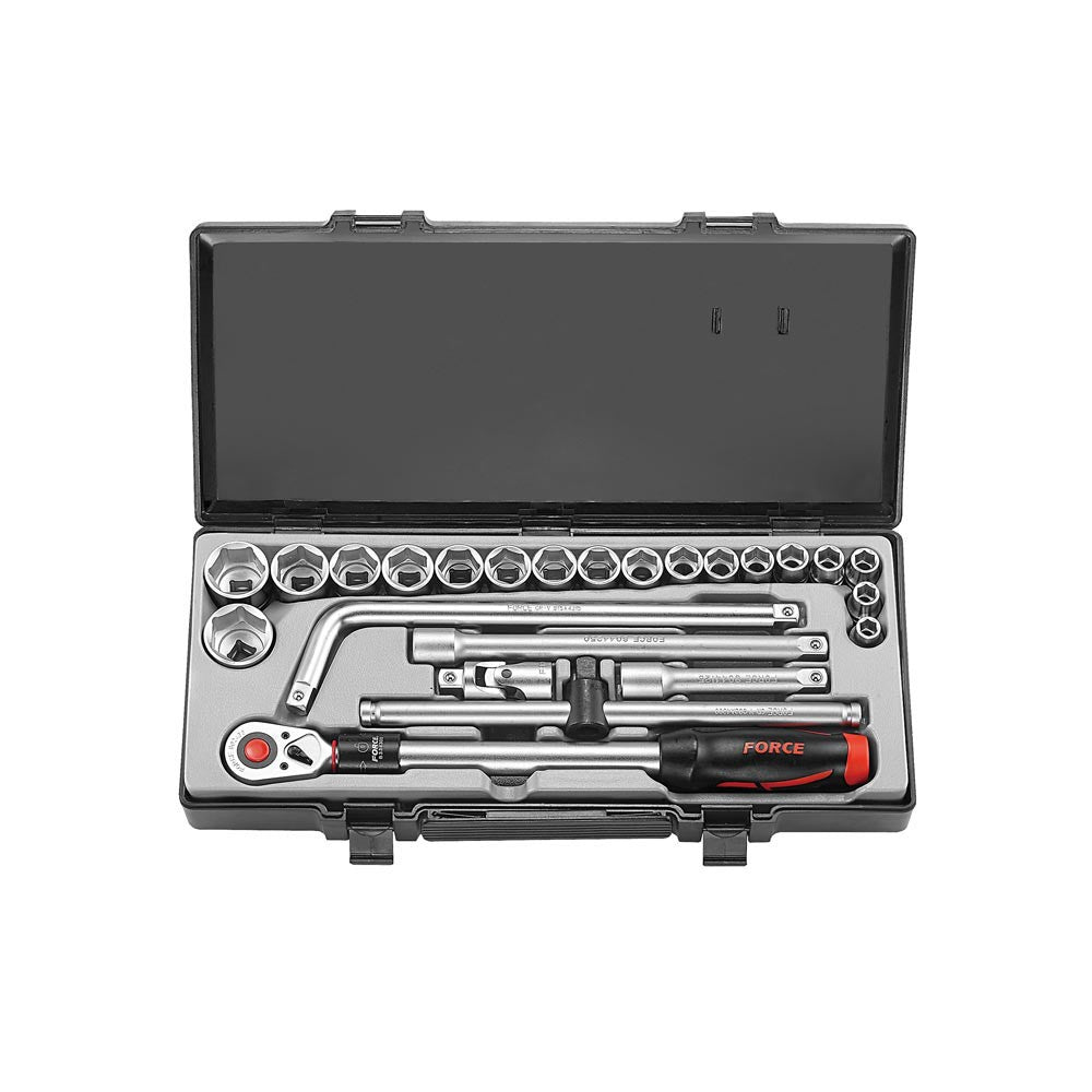 25pc 1/2" 6pt. Flank socket combination set