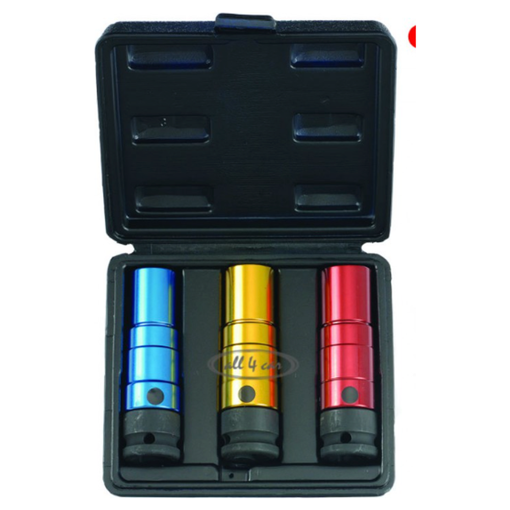 3pc 1/2"DR. Hydraulic dual torque impact socket set