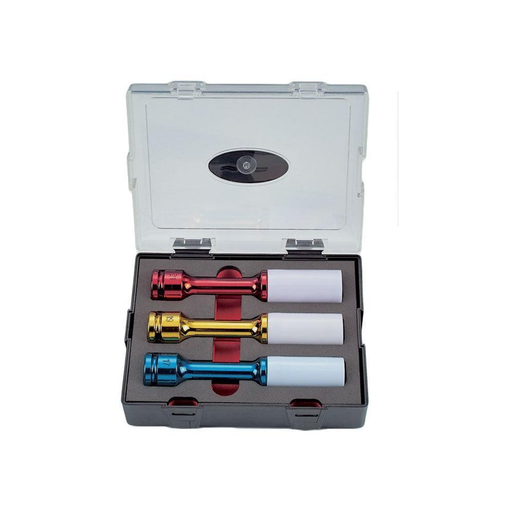 3pc Wheel nut deep impact socket