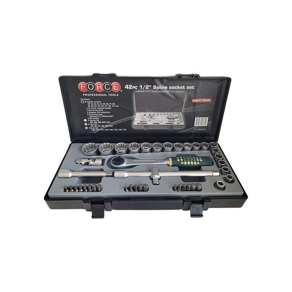 42pc 1/2" Spline combination set (72th Ratchet handle)