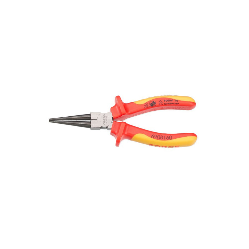 Insulated long round nose pliers 6"