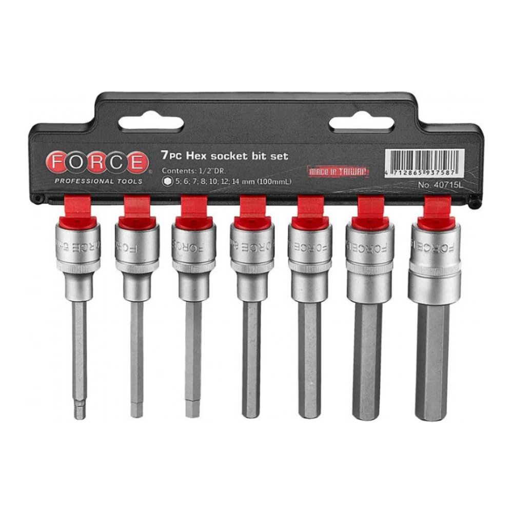 7pc 1/2"DR. Hex socket bit set (100mmL)