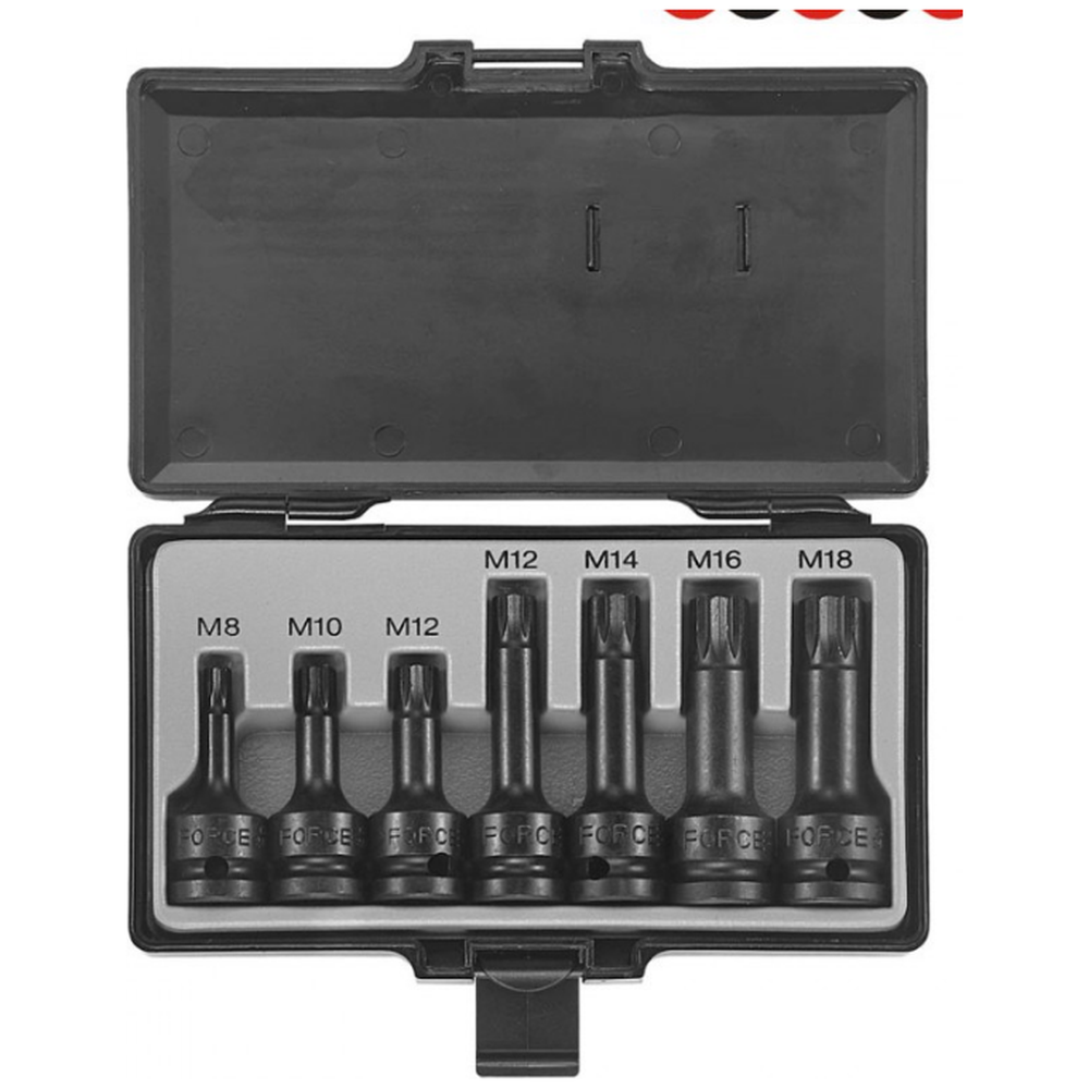 7pc 1/2"DR. Spline impact socket bit set