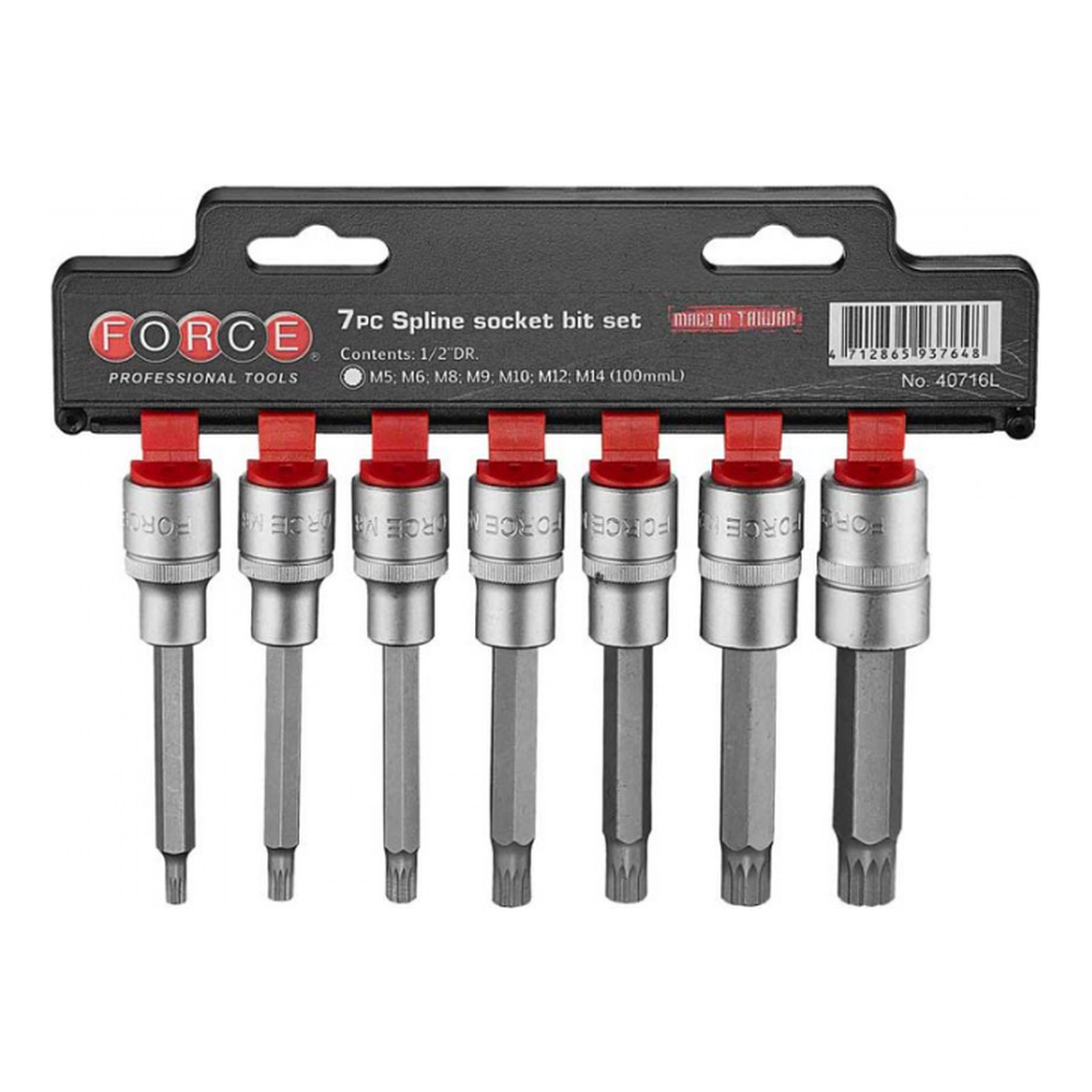 7pc 1/2"DR. Spline socket bit set (100mmL)