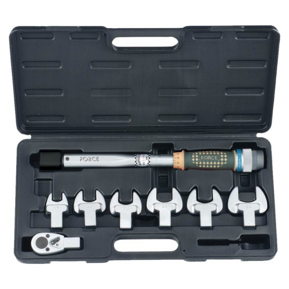 8pc Head-interchangeable torque wrench & spanner set