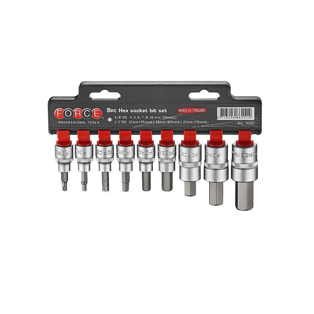 9pc 3/8"DR. & 1/2"DR. Hex socket bit set