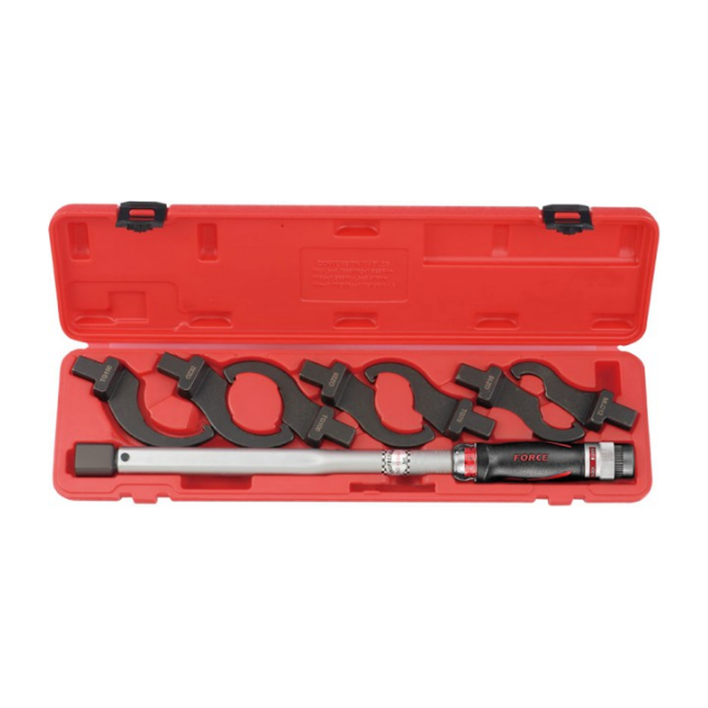 9pc Head-interchageable torque wrench & single-hook spanner set