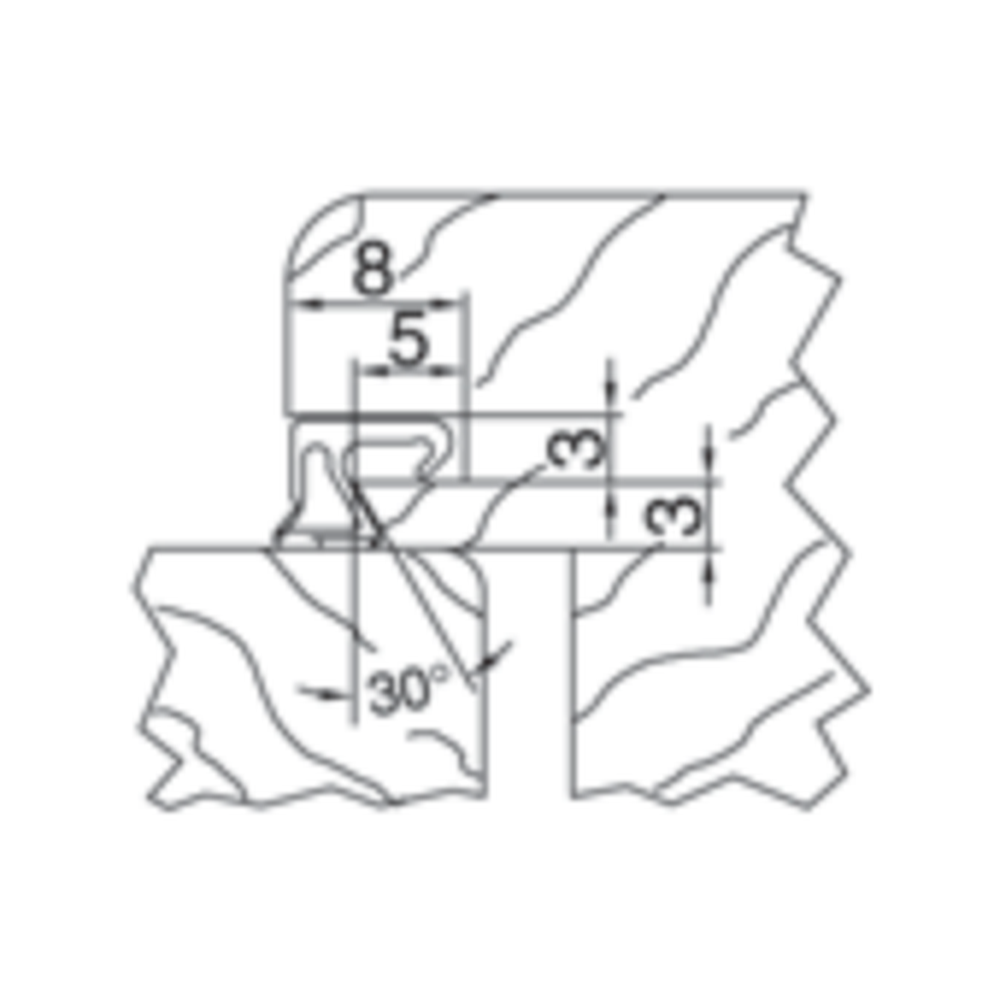 Afdichtingsfreesset HW Schacht 8 mm Z=2 Profiel 1