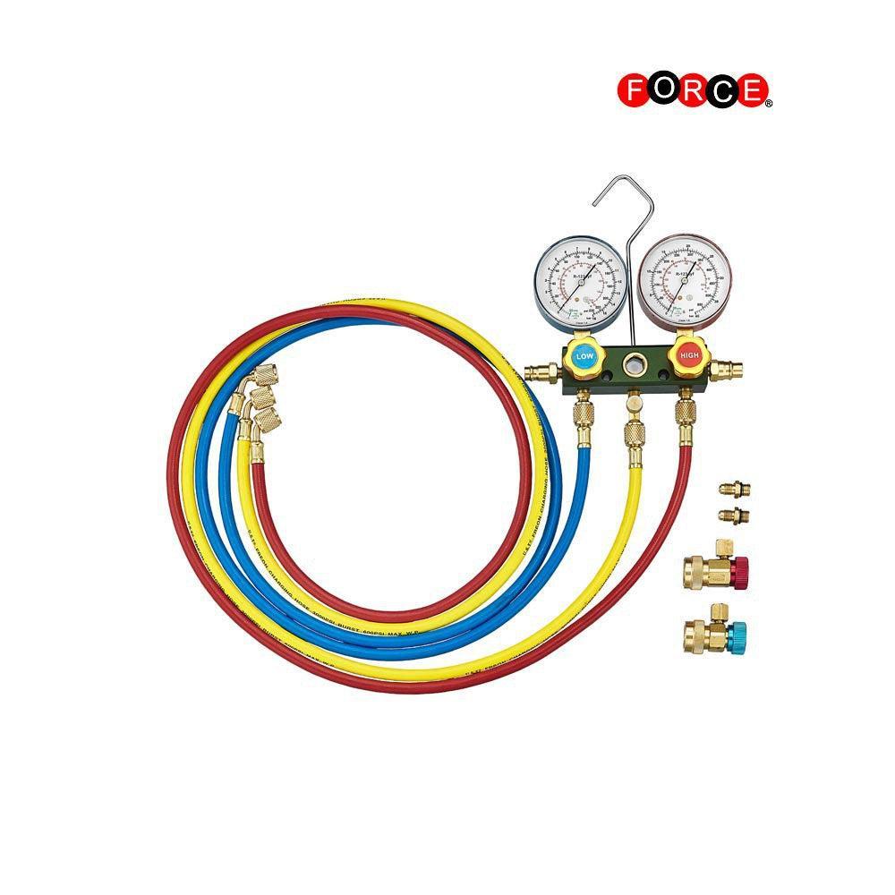 Aluminum R1234yf Auto A/C manifold gauge set (with 60" hose 1/4" SAE & 2couplers)