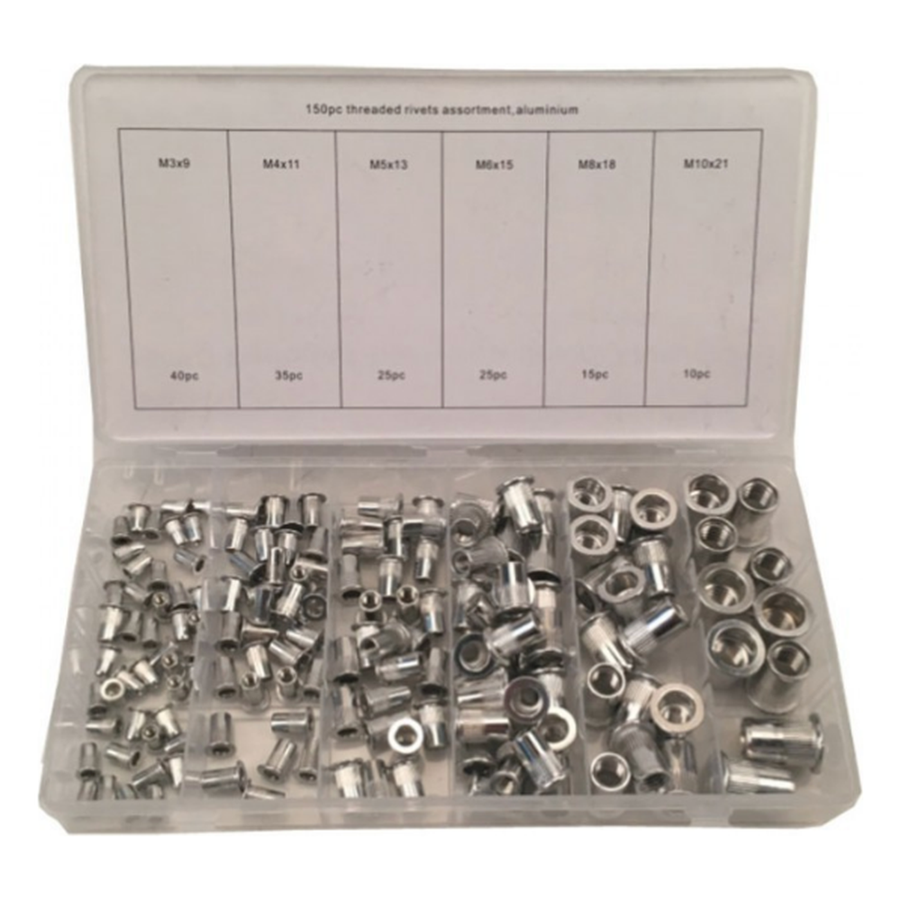 Assortiment Blindklinkmoeren Aluminium 150 pcs