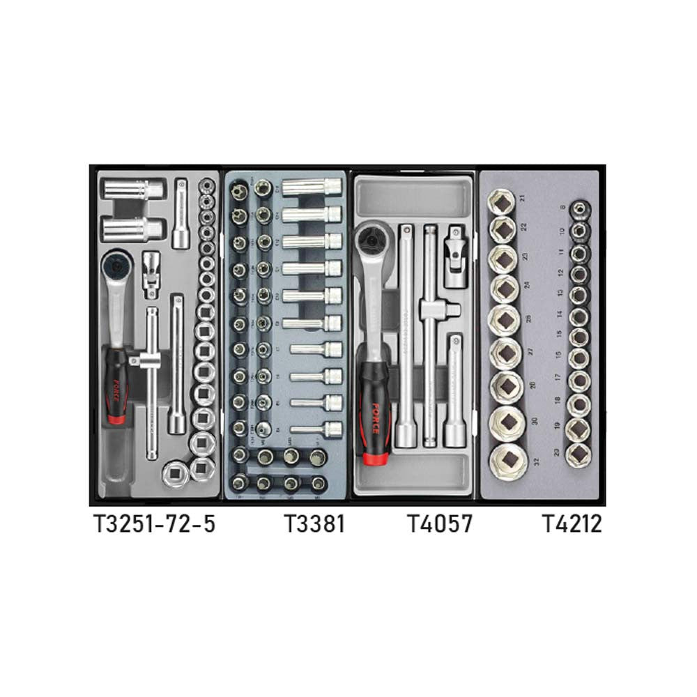 Blauwe Gereedschapswagen 8-lades met 258 delig gereedschap