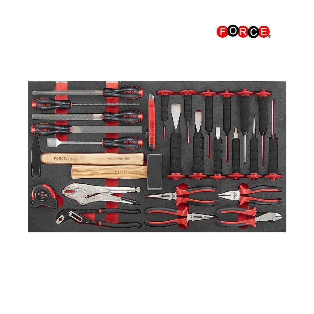 Blauwe jumbo Gereedschapswagen met 8 lades en 607-delig gereedschap (EVA)