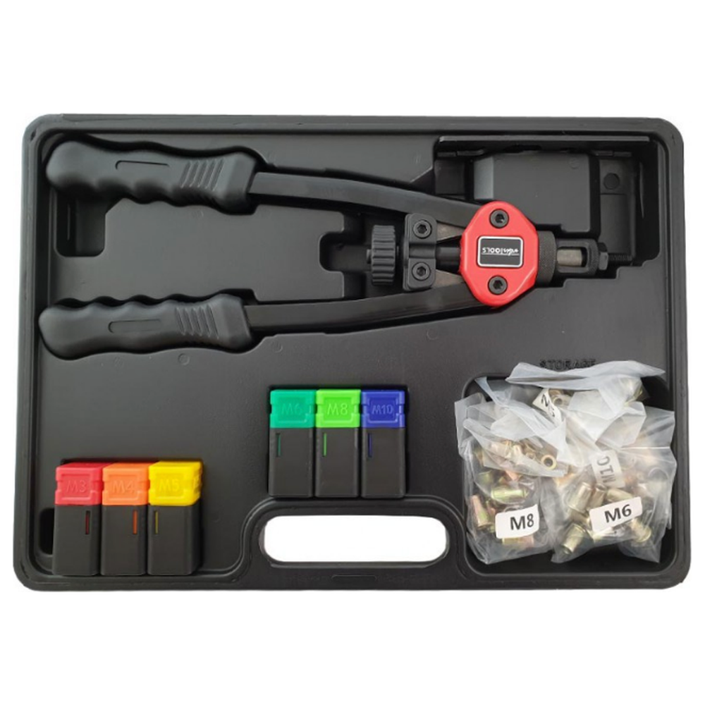 Blindklinkmoeren set met 6 verschillende maten moeren.