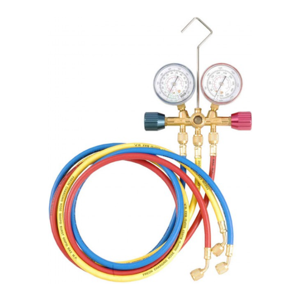 Brass R12,R22 A/C & Refrigeration Manifold Gauge (with 60" hose 1/4" SAE)