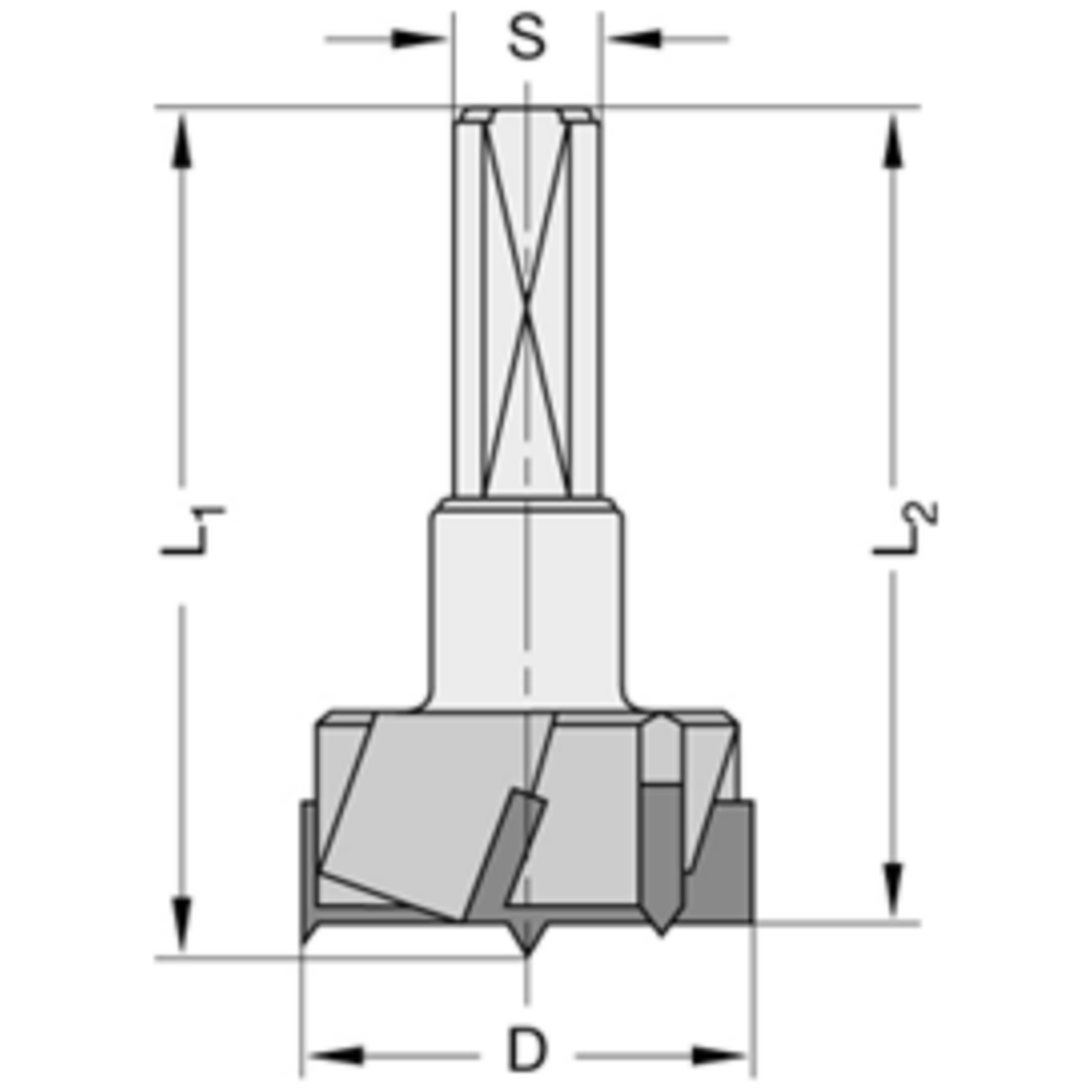 Cylinderkopboren met spanvlak HW Z=3/V=3 Schacht 10 mm, met centreerpunt