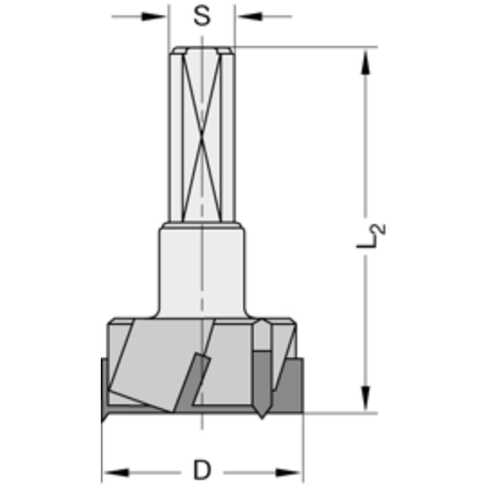 Cylinderkopboren met spanvlak HW Z=3/V=3 Schacht 10 mm, zonder centreerpunt