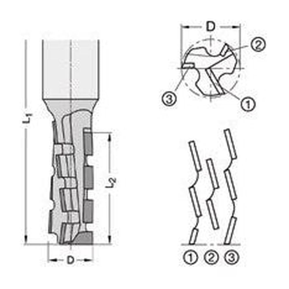 Diamant groeffrezen (DIANORM-DUO) DP Z=2