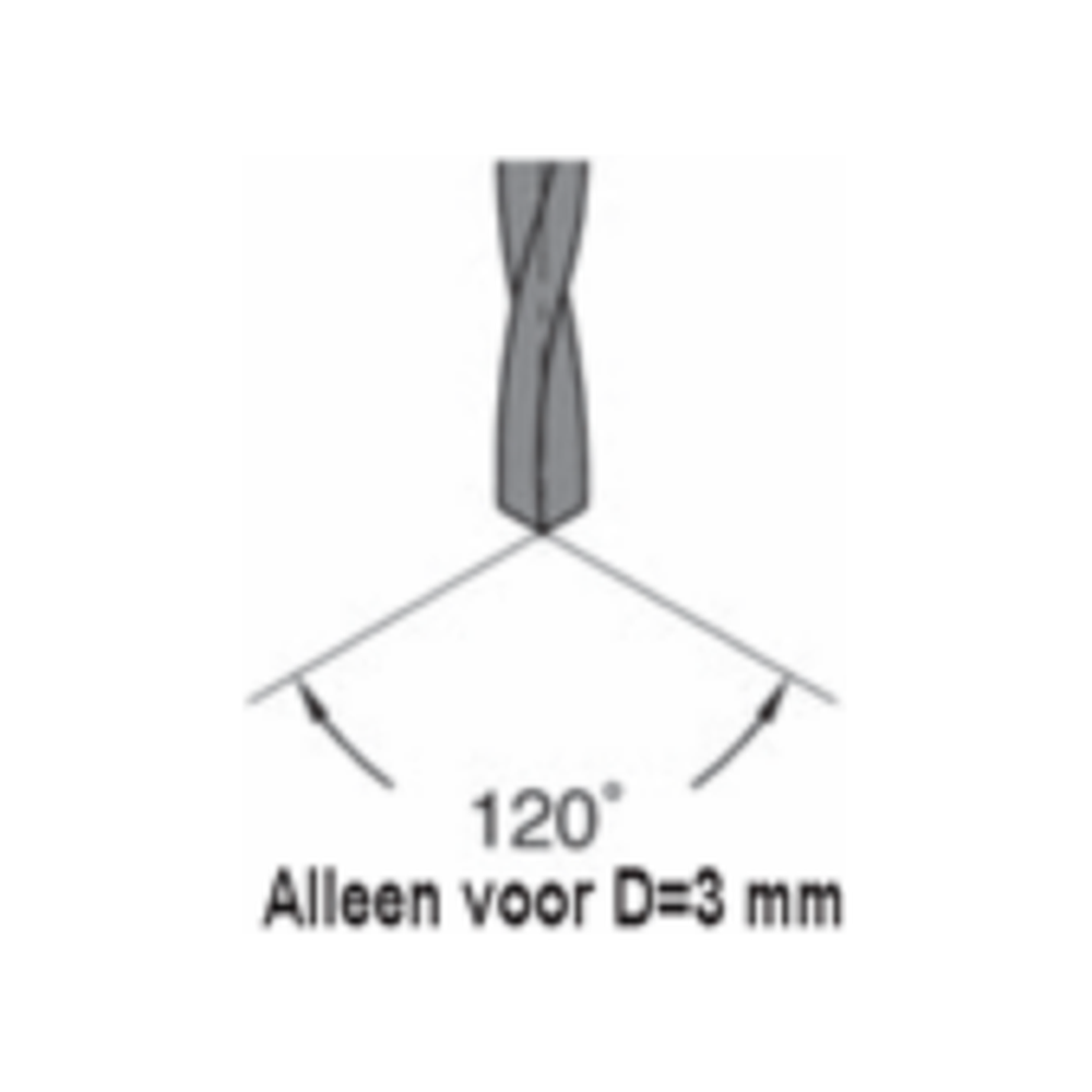 Doorgangboor met daktand 60° HW Z=2 Schacht 10 mm, voor doorboren