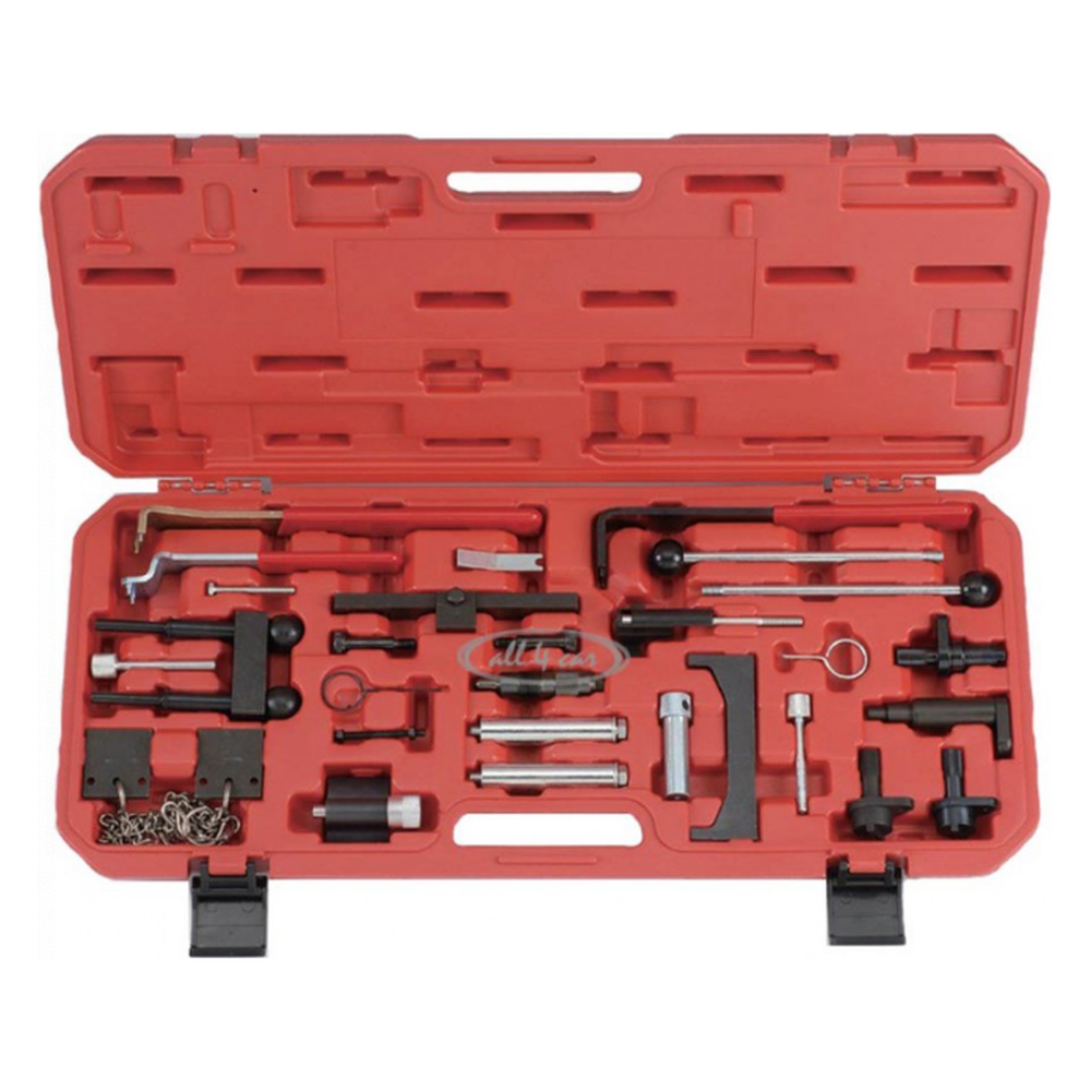 Audi engine timing tool set for VW, Audi, Seat, and Skoda engines in a red case