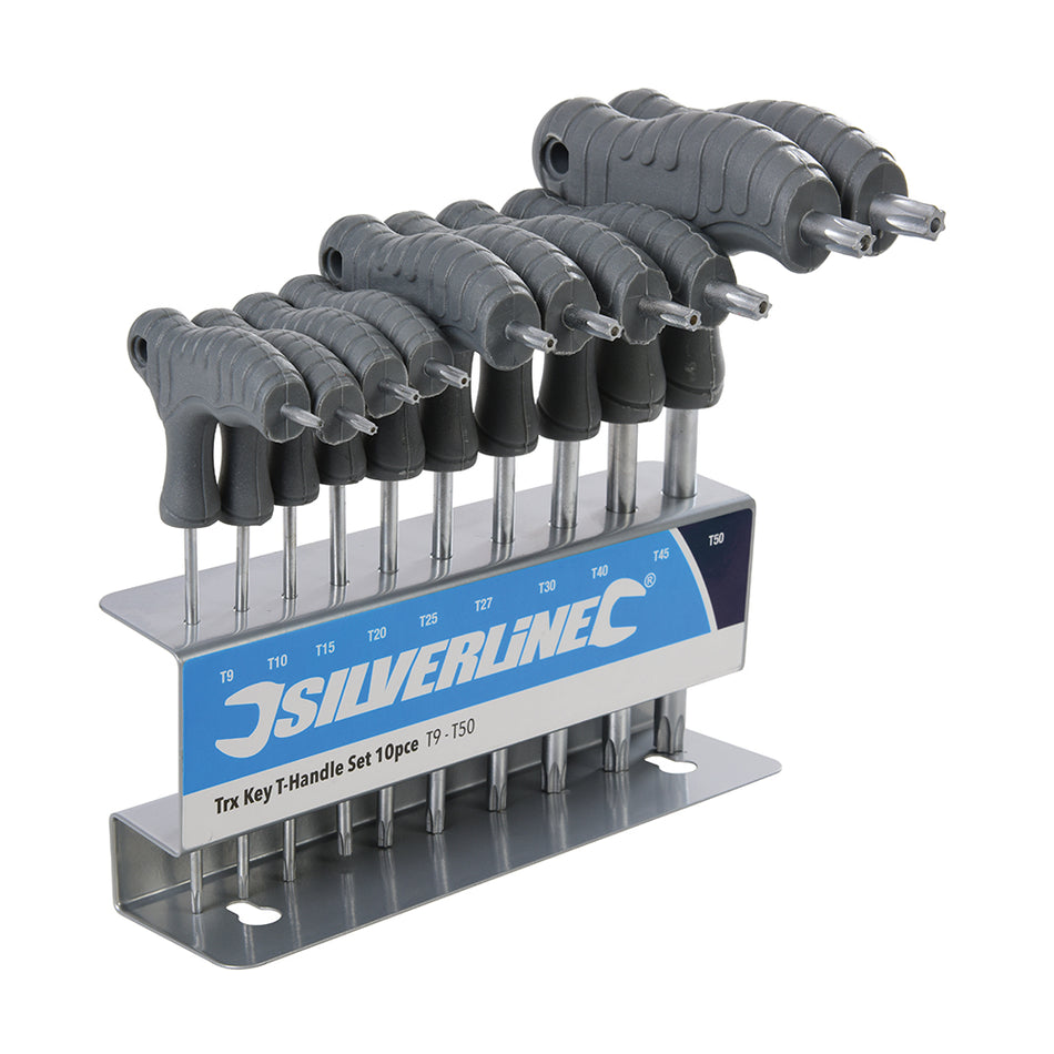 Silverline - 10-delige Trx sleutel set met T-handvat-0